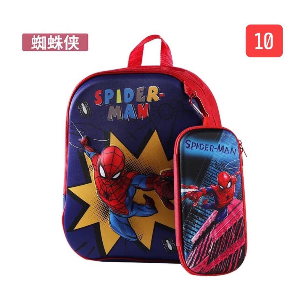 Balo học sinh 3d kèm hộp bút cho bé hình các nhân vật hoạt hình