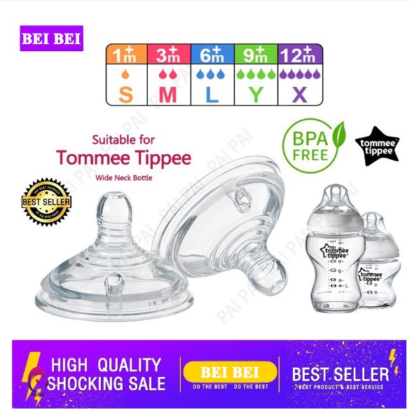Núm ti giả thay thế cho bình sữa em bé Tommee Tippee Puting Teat X Botol Susu gần gũi như thật