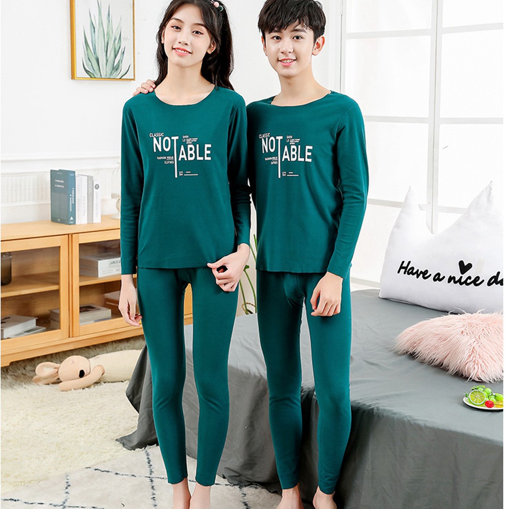 Korean Fashion Teens Sleepwear 8-18 Years Young Boys Pajamas 100% Cotton Set Sleepwear for Boys Girls Love Couple