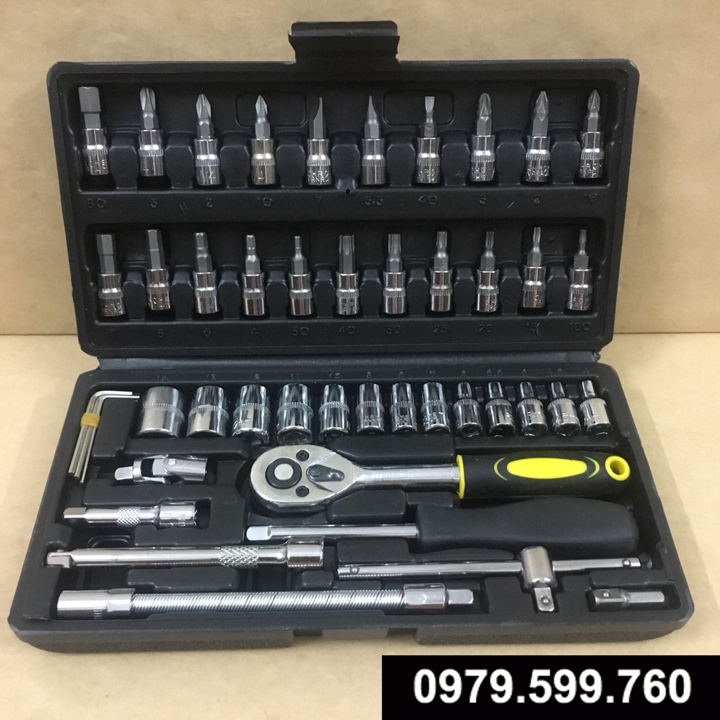 Bộ khẩu tuýp vặn 1/4 inch đa năng 46 chi tiết, chuyên tháo ốc nội thất xe