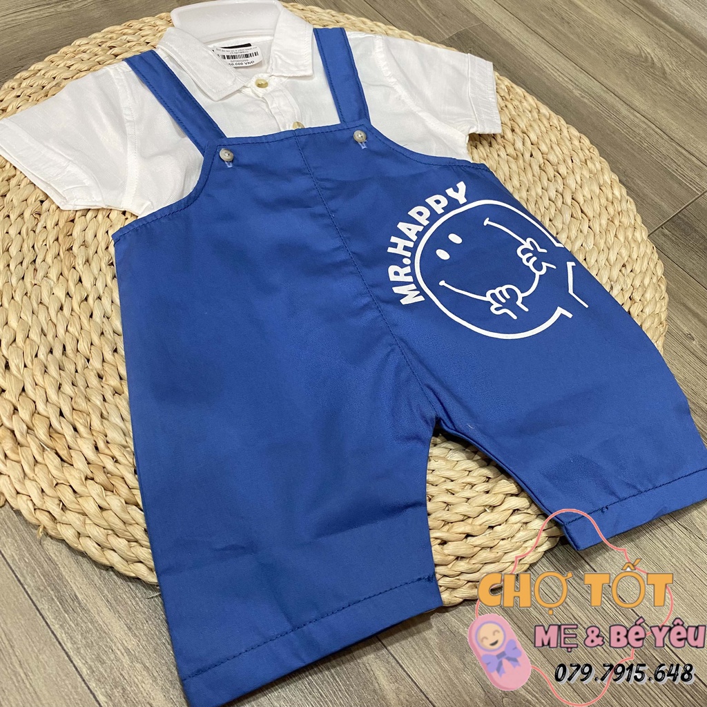 Set áo sơ mi + yếm kaki bé trai