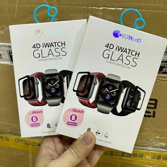 Kính cường lực COTEetCI cho Apple Watch Size 1,2,3,4 5,6,SE, 38mm, 40mm, 42mm, 44mm 4D Full màn hình chính hãng