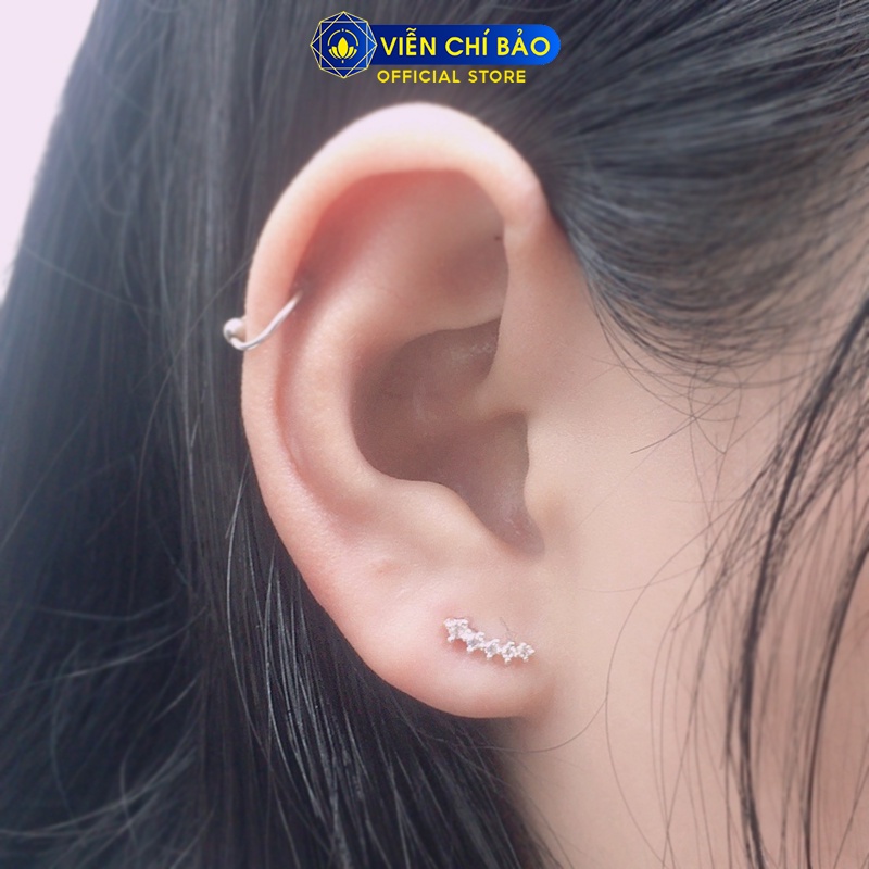 Bông tai bạc nữ sao băng đính đá nhỏ nhắn chất liệu bạc 925 thời trang phụ kiện trang sức nữ Viễn Chí Bảo B400271