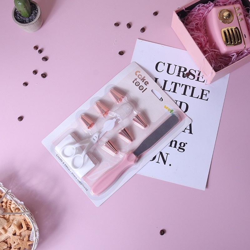 Set 8 và 10 chi tiết làm bánh màu hồng