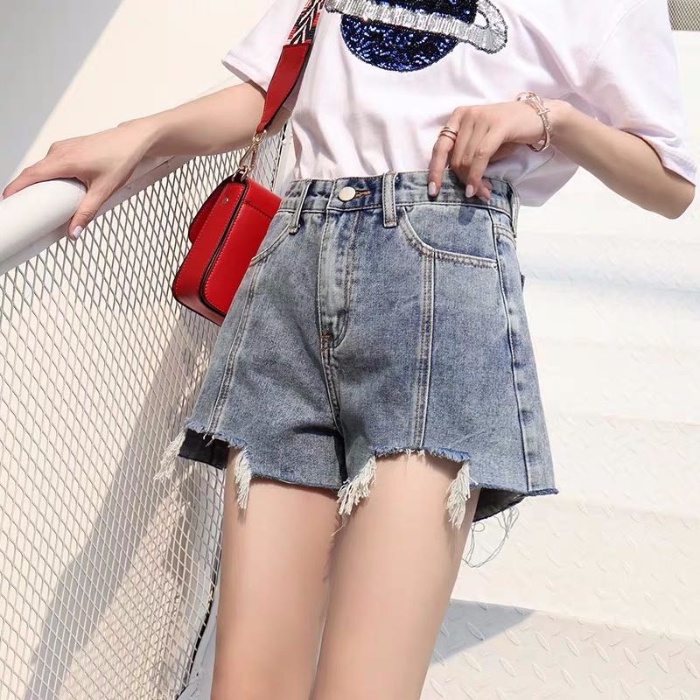 Quần Short Denim Lưng Cao Thời Trang Hàn Quốc Dành Cho Nữ