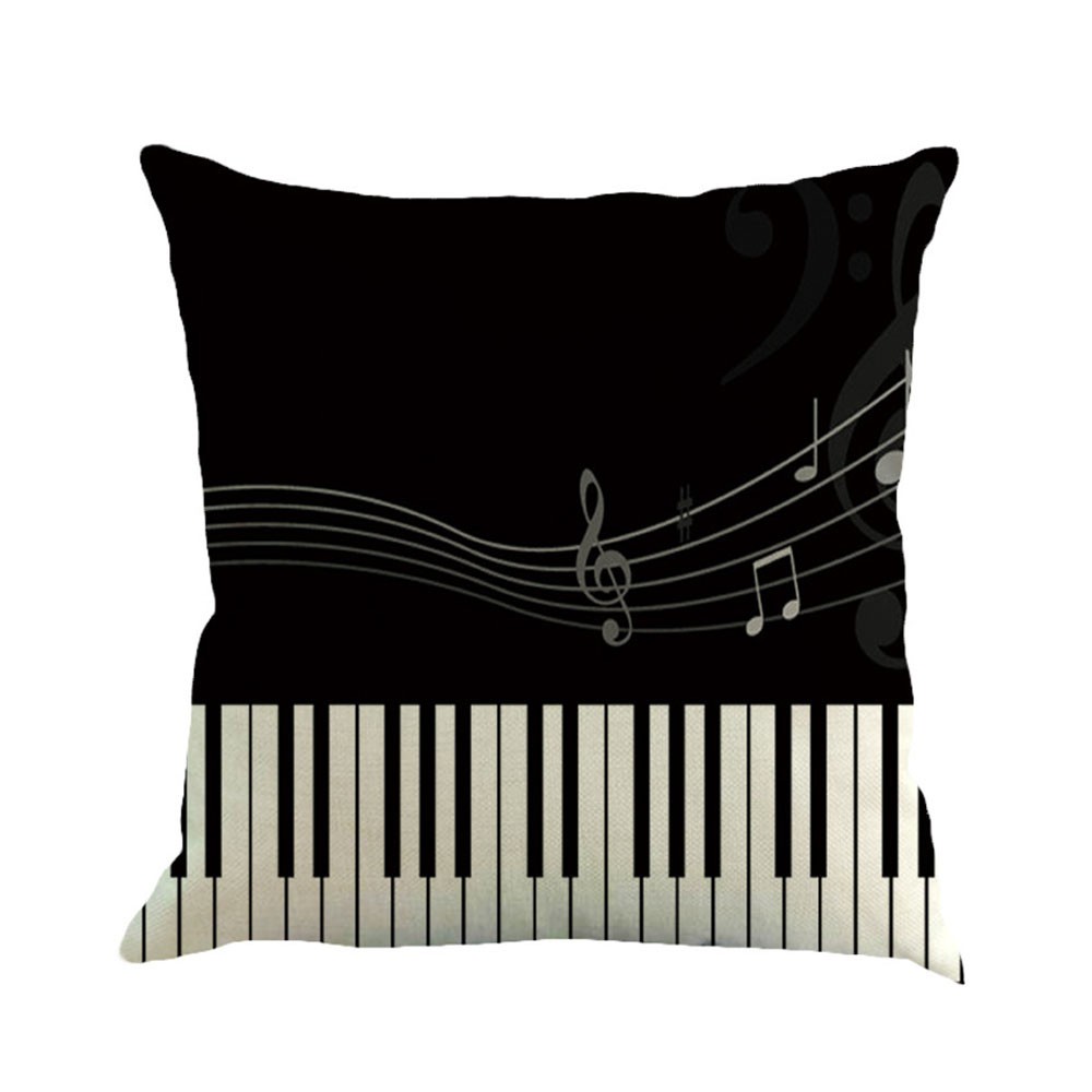 forkoobe.vn Musical Note Painting Linen Cushion Cover Throw Pillow Case Sofa Home Decor