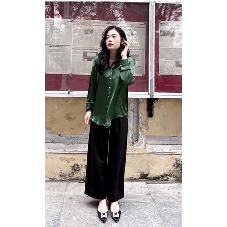 Zara Áo Sơ Mi Tay Dài Vải Lụa Thời Trang Mùa Hè