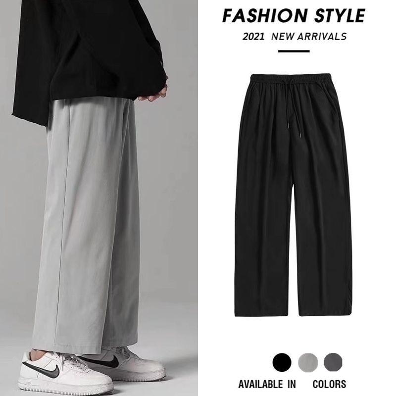 Quần Dài Ống Rộng Màu Trơn Thời Trang Mùa Hè Hàn Quốc Cho Nam Size M-4xl