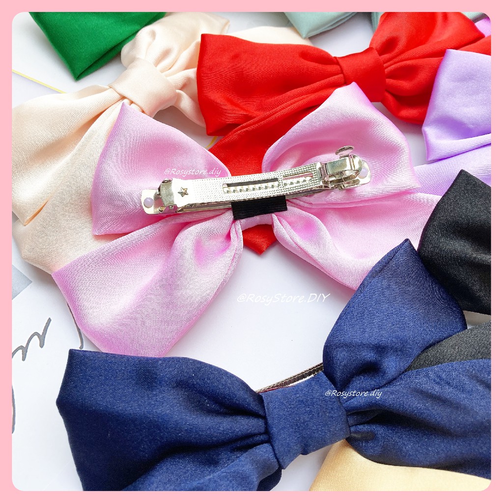 [Ảnh thật] KẸP NƠ TIỂU THƯ LỤA SATIN TÔNG HỒNG SANG TRỌNG- KẸP TÓC HÀN QUỐC PHỤ KIỆN NỮ GIÁ RẺ ĐẸP