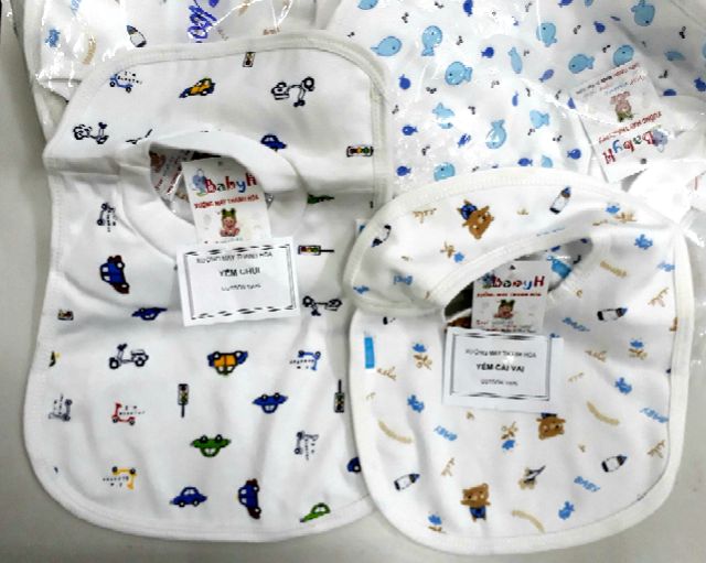 Yếm ăn dặm 2 lớp cotton cho bé