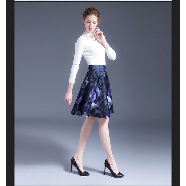 Chân Váy Chữ A Ngắn Lưng Cao In Hoa Thời Trang Xuân Hè 2022 Mới