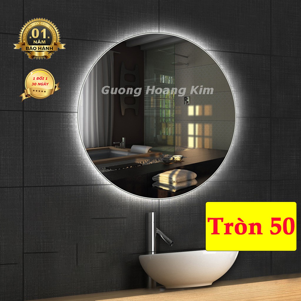 gương đèn led tròn có cảm ứng 3 chạm thông minh kích thước D50 cm - guonghoangkim mirror