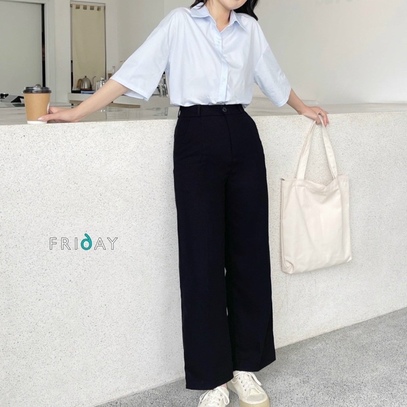 Quần ống rộng suông dáng dài, quần tây ống rộng suông nữ công sở cao cấp QUANVAI01 XinhShop365
