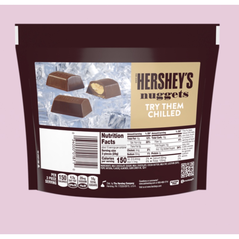 TÚI 286g KẸO SOCOLA SỮA BỌC HẠNH NHÂN Hershey's Nuggets with Almonds Share Size Chocolates (10.1 oz)