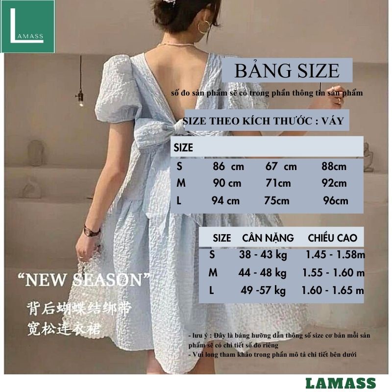 Đầm babydoll nữ công chúa nơ sau chất gấm sốp kiểu dáng hàn quốc ,tiều thư bánh bèo vintage ulzzang -LAMASS