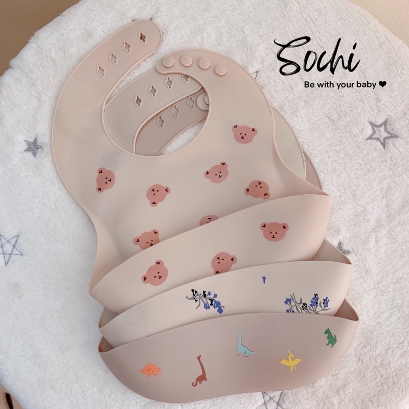 Yếm máng silicone siêu mềm phong cách Hàn Quốc cho bé