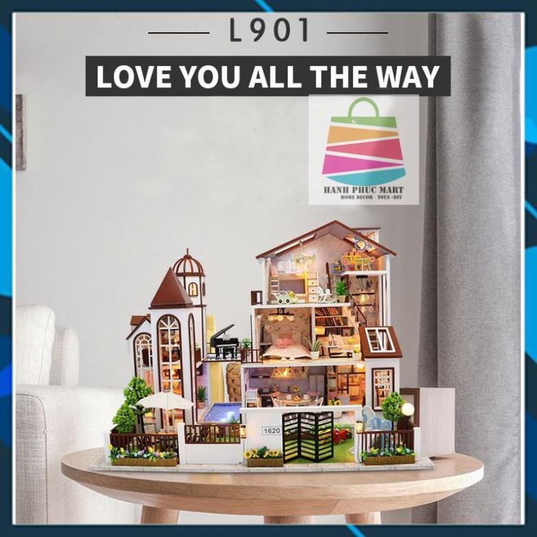 Mô hình nhà búp bê gỗ DIY Nhà búp bê Mô hình nhà lắp ghép Love you all the way HongDa L901 Toy World