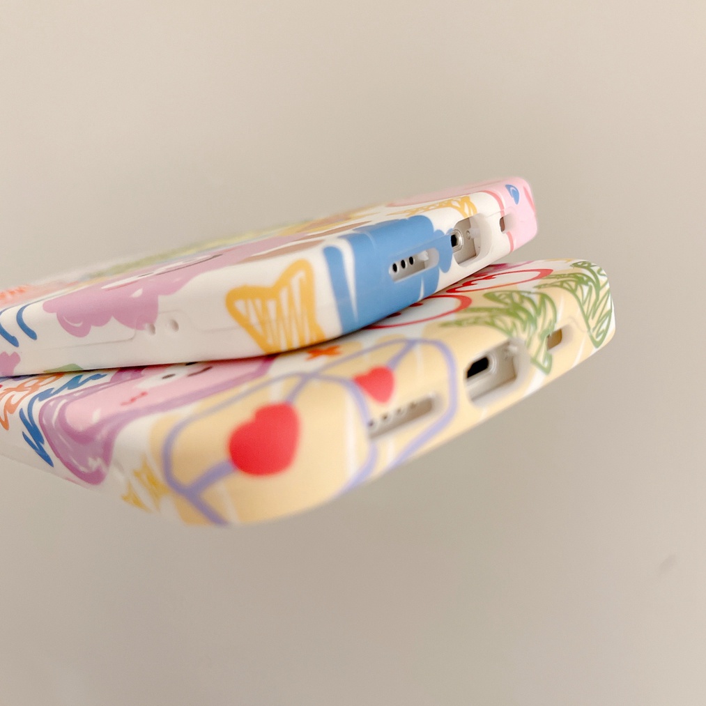 Ốp Điện Thoại Dẻo Họa Tiết Hoạt Hình Doodle Kèm Giá Đỡ Cho Iphone 12 pro max 11 pro max xs max xr x