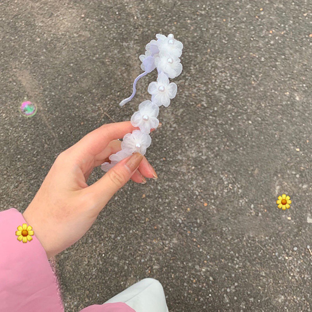 Băng đô hoa chống trơn đính hạt ngọc trai ngọt ngào nhiều màu sắc trang nhã cho nữ