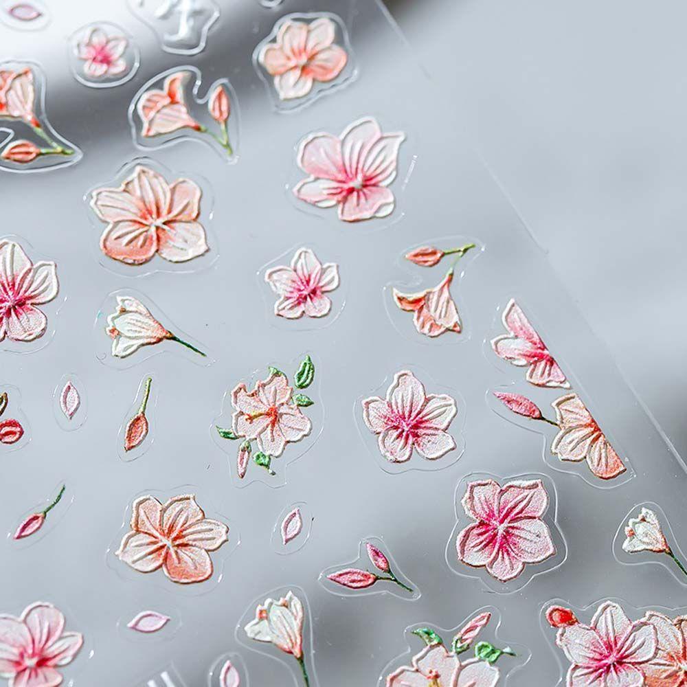 Miếng Dán Trang Trí Móng Tay Tự Dính Họa Tiết Hoa / Thỏ / Dâu Tây Thời Trang Dành Cho Nữ