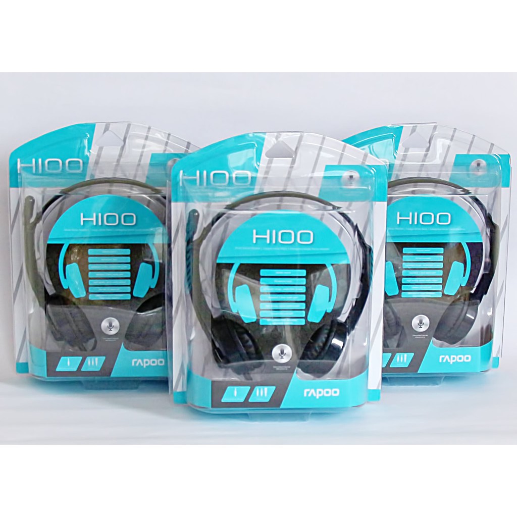 Tai nghe chụp tai có dây RAPOO H100, jack cắm 3.5mm có mic BH 12 Tháng