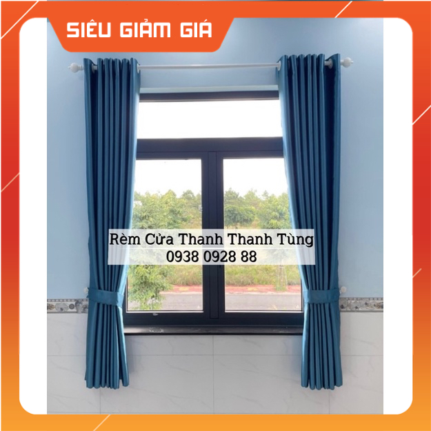 Rèm cửa, màn cửa màu XANH chống nắng cao cấp, cản sáng, may theo yêu cầu