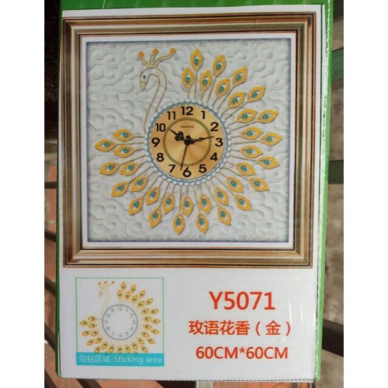 Tranh đính đá Công Vàng Y5071 (60x60) chưa đính