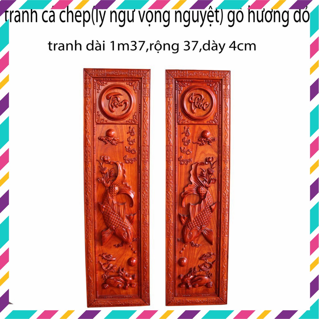 Tranh trang trí gia đình gỗ hương-tranh lý ngư vọng nguyệt-tranh gỗ đẳng cấp