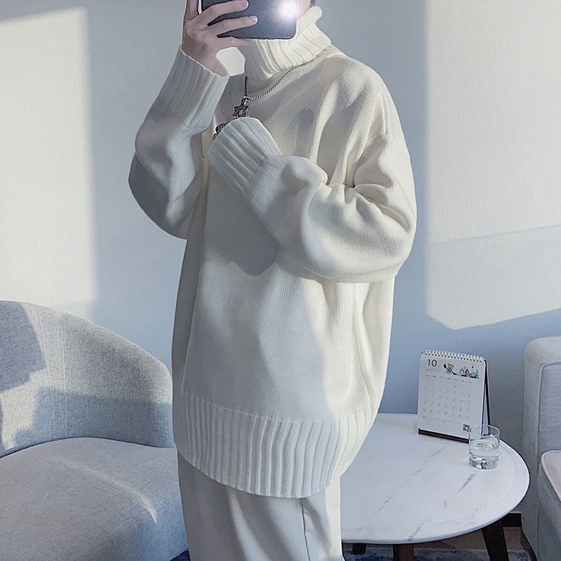 Áo Sweater Cổ Lọ Phong Cách Hong Kong Thời Trang Thu Đông Cho Nam Size L-4XL