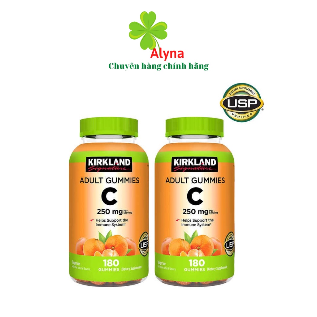 Kẹo dẻo bổ sung Vitamin C Kirkland Adult Gummies C 250mg hộp 180 viên của Mỹ - Tăng sức đề kháng, chống oxy hóa