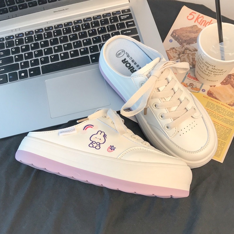 Giày đạp gót bánh mì hình thỏ đế tím ulzzang