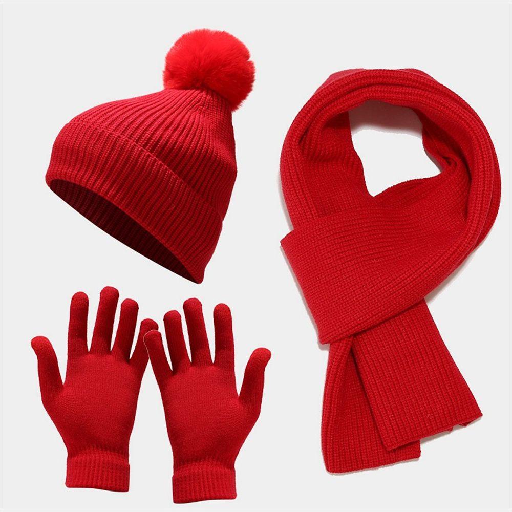 Set Mũ beanie Kèm Găng Tay Dày Dặn Giữ Ấm Mùa Đông Có Thể Chạm Màn Hình Cảm