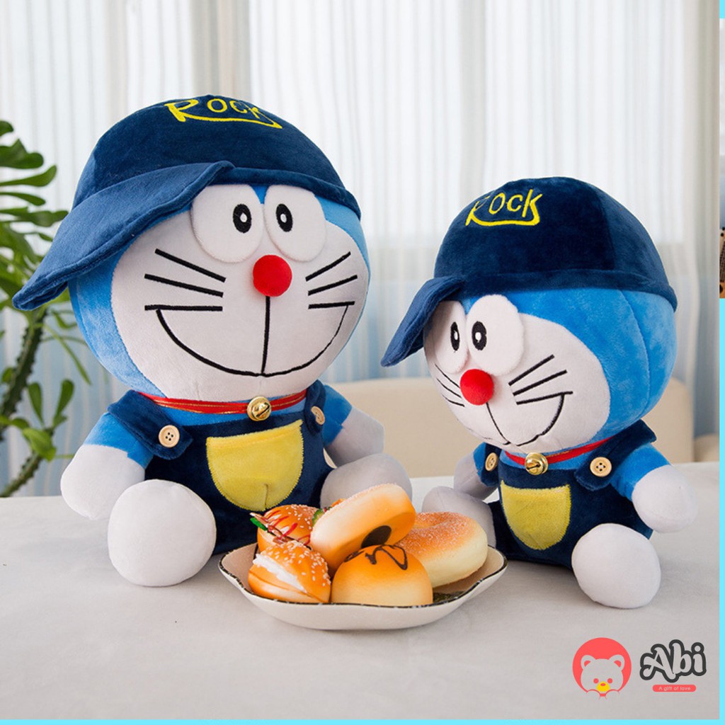 Gấu bông Doraemon đội mũ chất liệu vải nhung Hàn Quốc đáng yêu ngộ nghĩnh