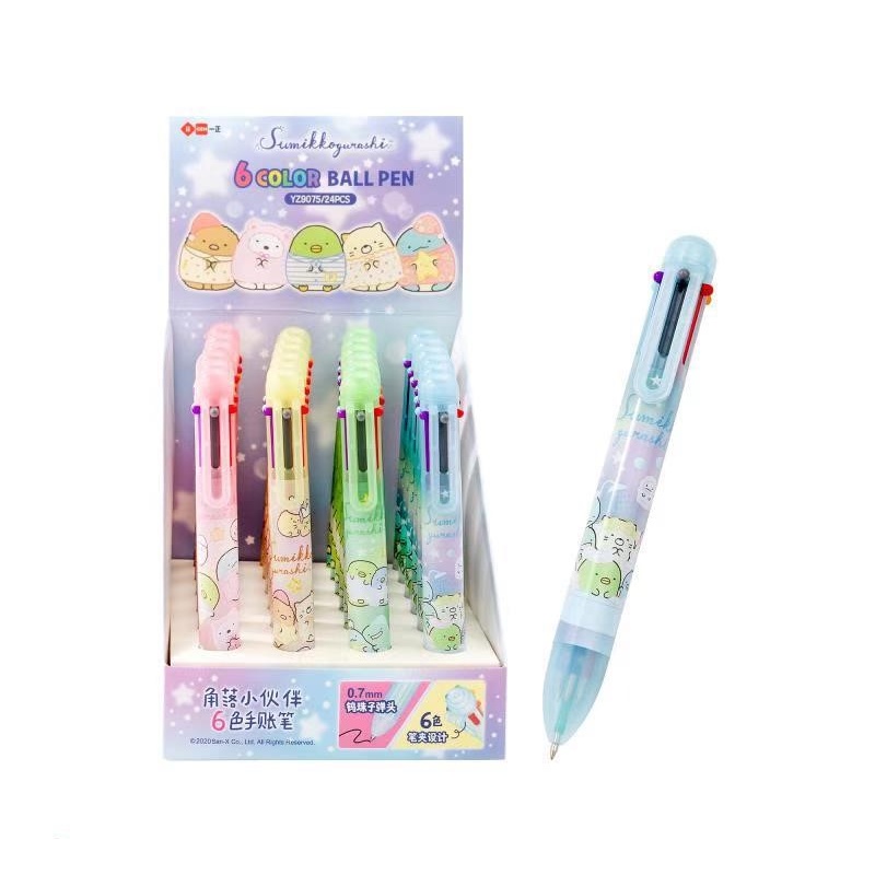 Bút Bi Bấm 6 Màu Ngòi 0,5mm Corner Buddy, Độc Đáo, Tiện Dụng, 6 Trong 1, Màu Hồng/Vàng/Xanh Lá/Xanh Dương