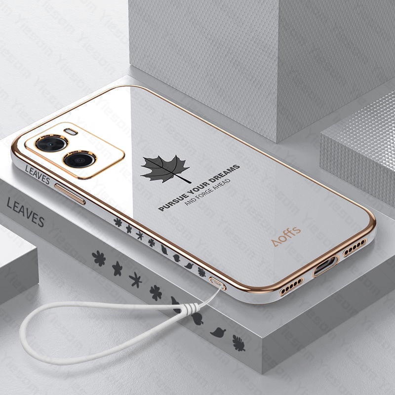 Ốp Điện Thoại Mềm Chống Sốc Khung Vuông Mạ Màu Lá Phong Sang Trọng Cho Realme C31 C35 C21Y C25Y C21 C20 C15 C17 C11 2021