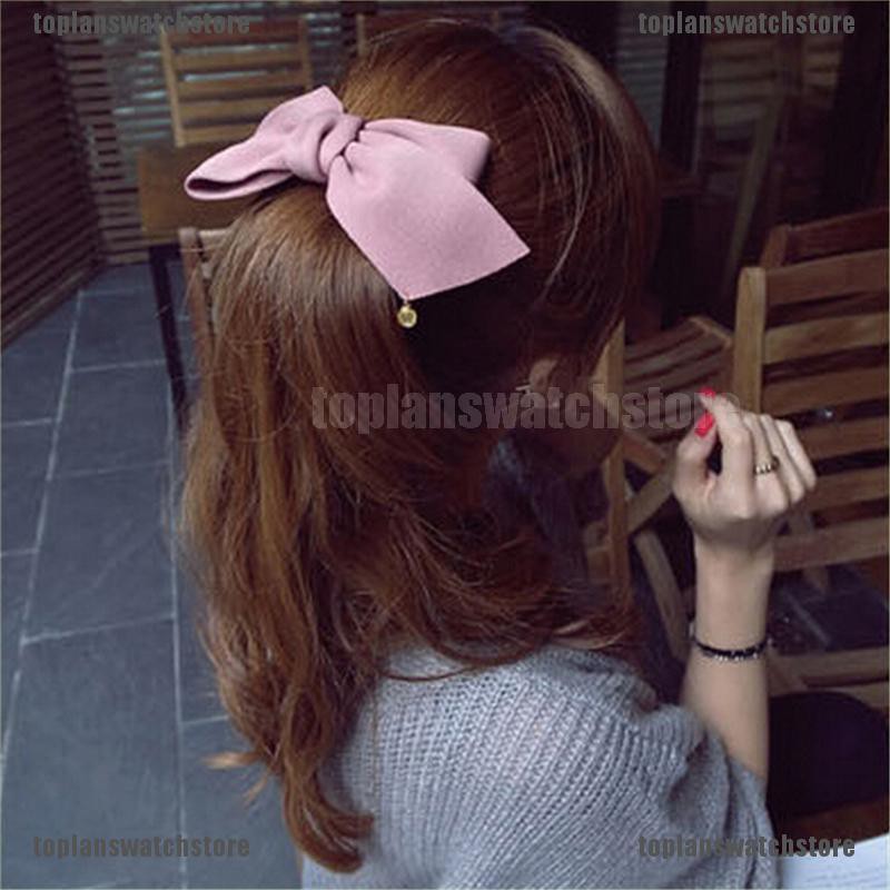 Kẹp Tóc Nơ Vải Bản Lớn Thời Trang