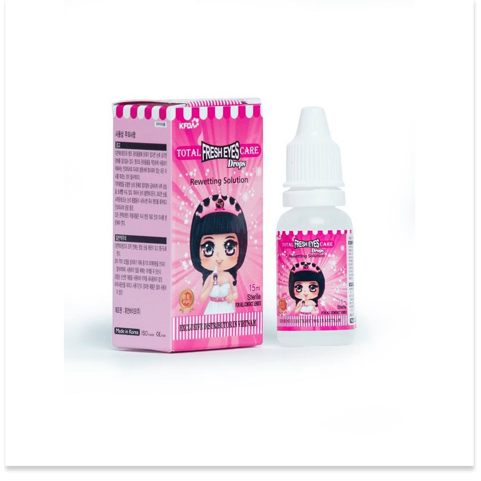 Nước ngâm rửa lens FRESH EYES chai lớn 150ml, nước nhỏ, dụng cụ đeo lens chuyên dụng chính hãng nhập khẩu Hàn Quốc