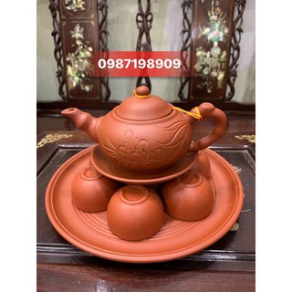 Bộ ấm chén khay đỏ Bát Tràng