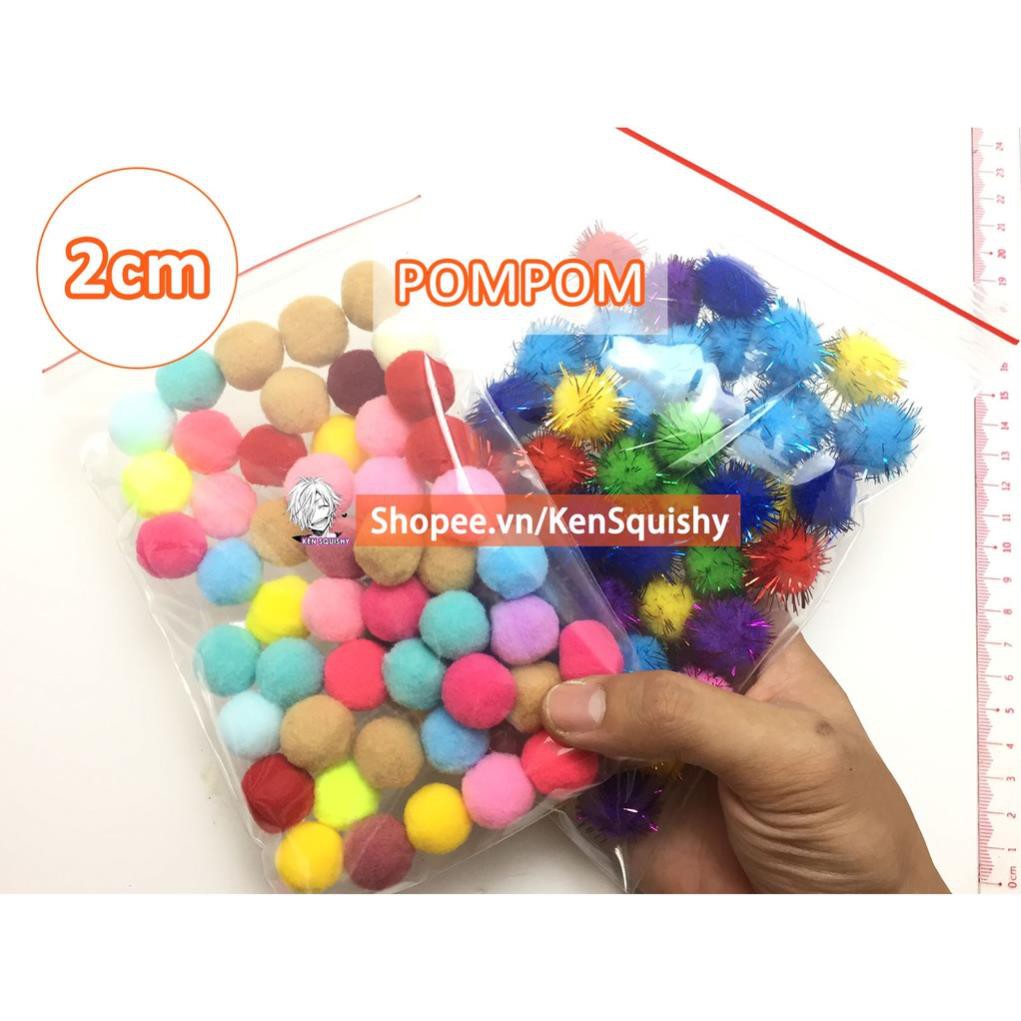 Pompom Đa Màu Nguyên Liệu Làm và Trang Trí Slime pom pom