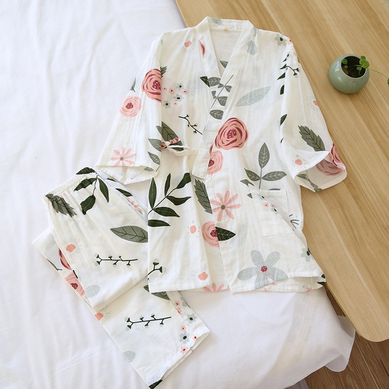 [ Mã FAMANU93 giảm 10% đơn 0đ ] Yukata Vải Xô Nhật 🌵 Bộ Sau Sinh Kimono Hè Thoáng Mát 🌵 Rừng Sương Mù IVY238