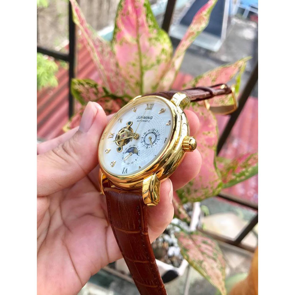(HOT) ĐỒNG HỒ CƠ NAM AUTOMATIC CHÍNH HÃNG JUNMING DÂY DA CAO CẤP TẶNG KÈM VÒNG ĐEO TAY TỲ HƯU (ẢNH THẬT 100%) | BigBuy360 - bigbuy360.vn