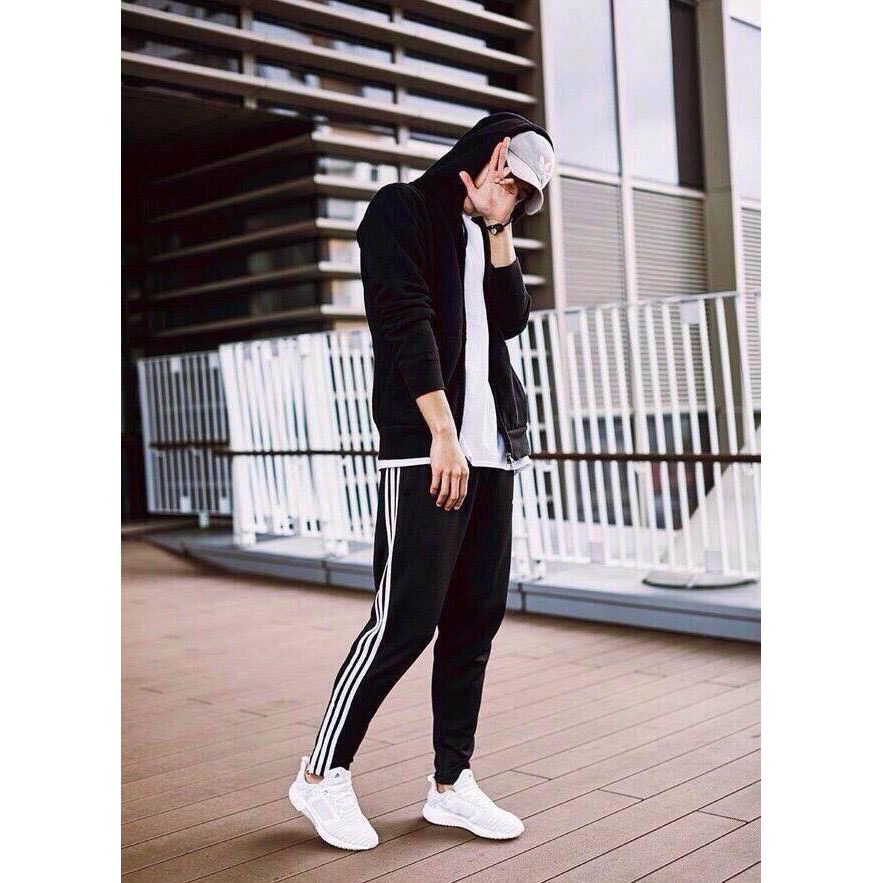 quần 3 sọc suôn unisex nam nữ vải nỉ cotton cao cấp form đẹp - 3 line striped pants | BigBuy360 - bigbuy360.vn