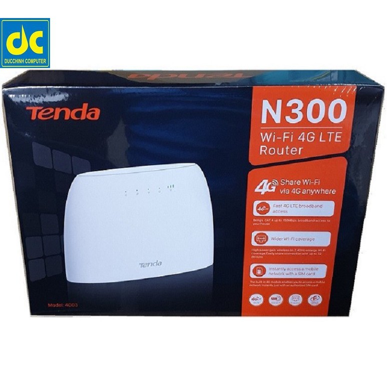 Bộ Phát WiFi dùng Sim 4G LTE Tenda 4G03 (Anten Ngầm) - Hàng Chính Hãng Bảo Hành 2 Năm