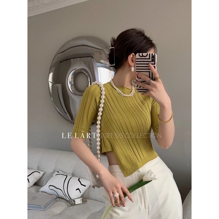 Áo Dệt Kim Tay Ngắn Màu Trơn Thiết Kế Xẻ Tà Thời Trang Mùa Hè Mới Cho Nữ