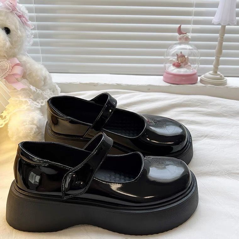 Mary Jane Giày Lười Da Mũi Tròn Đế Dày Phong Cách Anh Quốc Cho Nữ