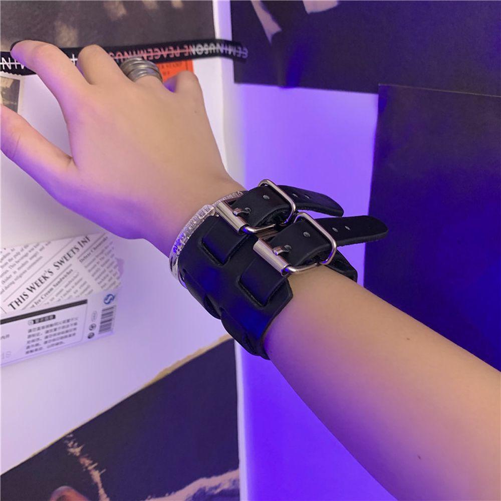 Vòng Tay Da PU Thiết Kế Khóa Kim Loại Đơn Giản Cá Tính Phong Cách Hàn Quốc Cho Cặp Đôi