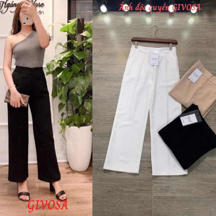Quần ống rộng lưng cao khoá sườn dáng dài vải cao cấp nhiều màu | BigBuy360 - bigbuy360.vn
