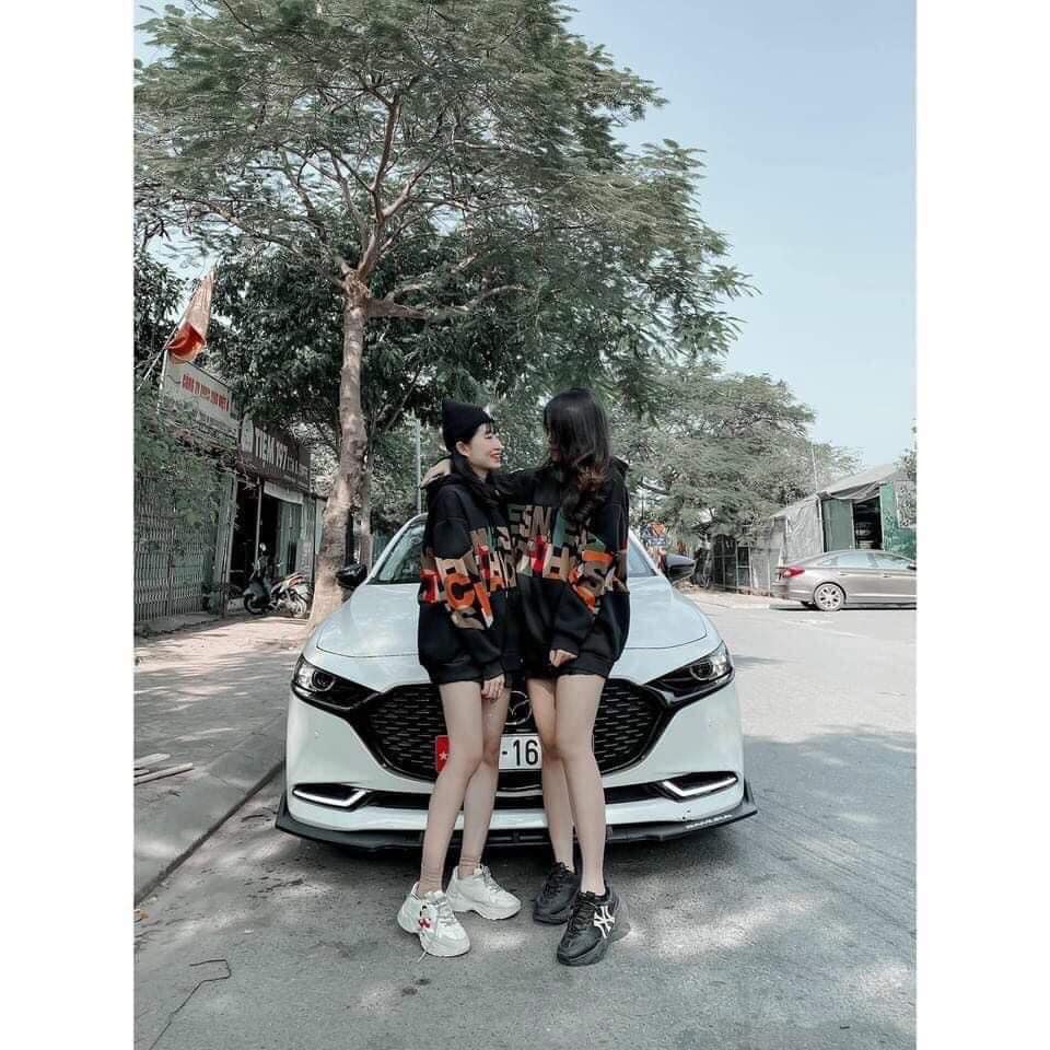 Áo nỉ nữ from rộng áo hoodies có mũ chất nỉ bông siêu ấm in chữ sắc màu | BigBuy360 - bigbuy360.vn