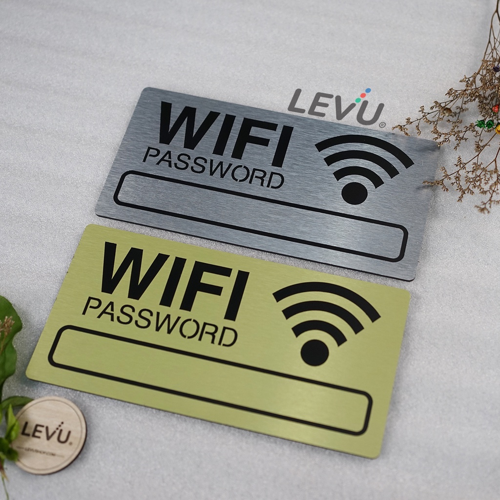 Bảng aluminium nhôm xước ghi thông tin wifi trang trí quán LEVU-ALU02