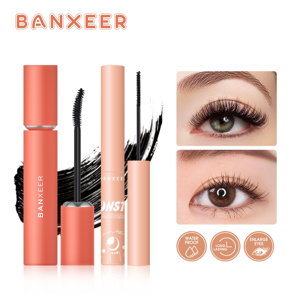 Mascara Banxeer chuốt cong nối dài mi màu đen sống động chống nước lâu dài 30g